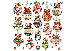 15 Pcs Christmas Balls Diamond Painting Keychains