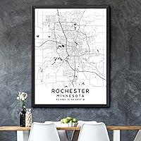 Vista 5 de Generic Mapa de Rochester, Minnesota, Light 2 (12x16) - Mapa de pared - Acabado mate - Negro