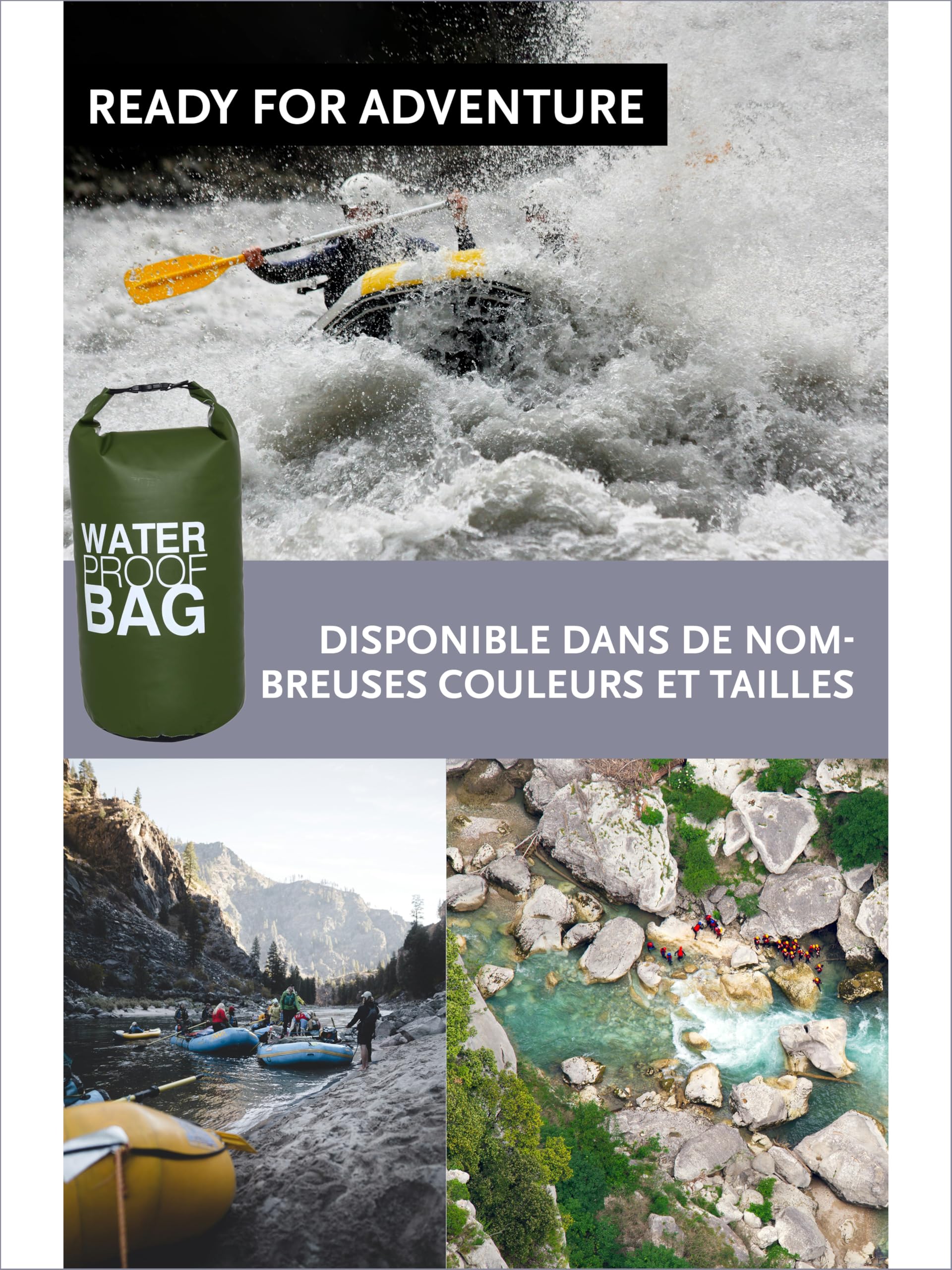 DonDon Dry Bag Sac étanche 2l, 5l, 10l, 15l, 20l, 30l avec bandoulière - 5