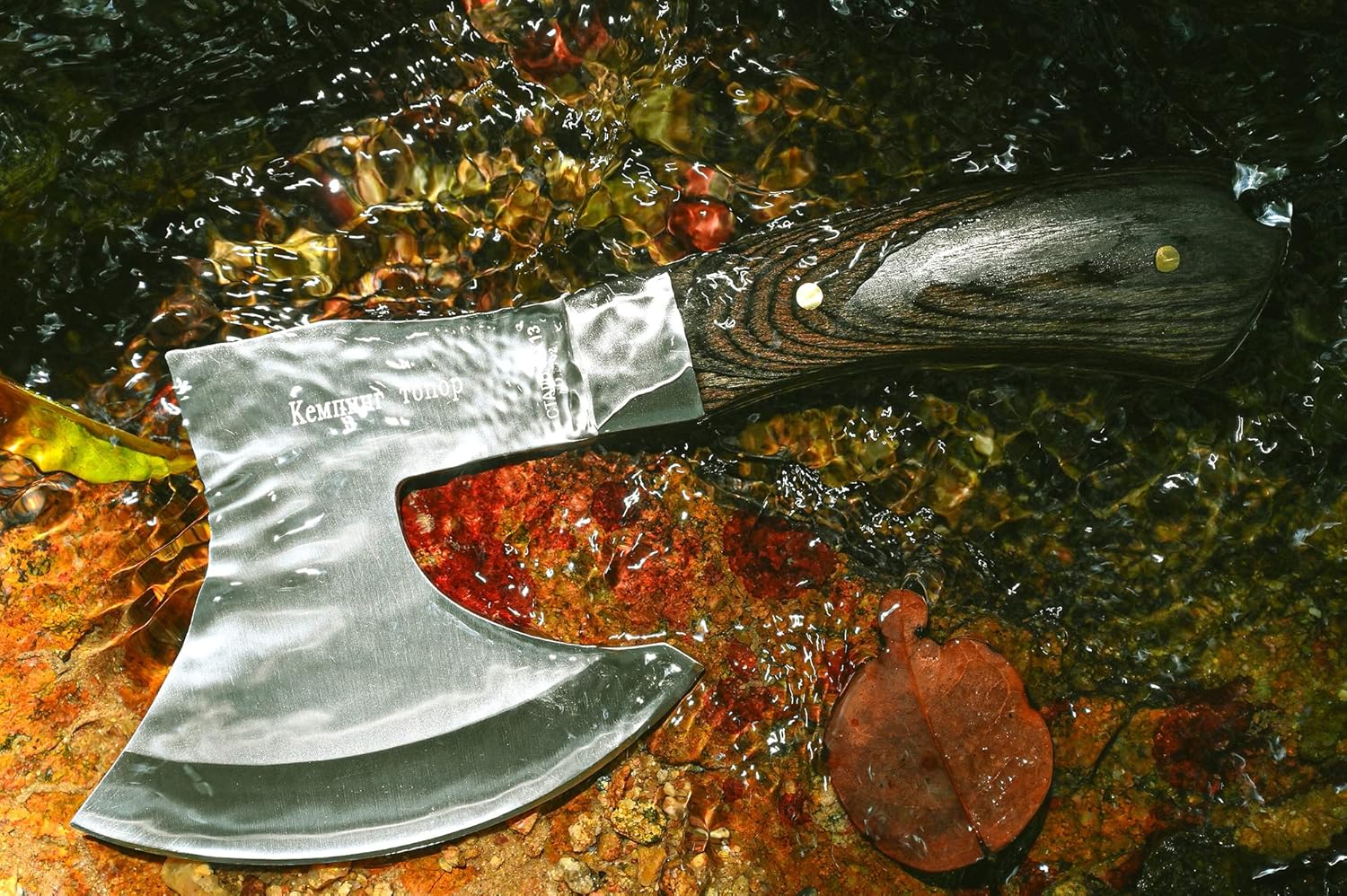 GEERMOLAN Camping Hatchet Overall 8.5in w/4in Blade, Compact Camp Axe Stainless Steel Blade and Comfortable Wooden Grip, Outdoor Hunting Survival Hiking Tactical Axe Tomahawk, Sheath Included : Everything Else