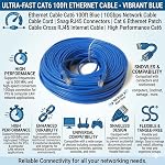 KUNOVA (TM) Ethernet Cable Cat6 200ft Blue, 10Gbps Network Cable Wire Cat 6 Ethernet Patch Cable Cord, Internet Cable with Snagless RJ45 Connectors - 200 Feet Blue