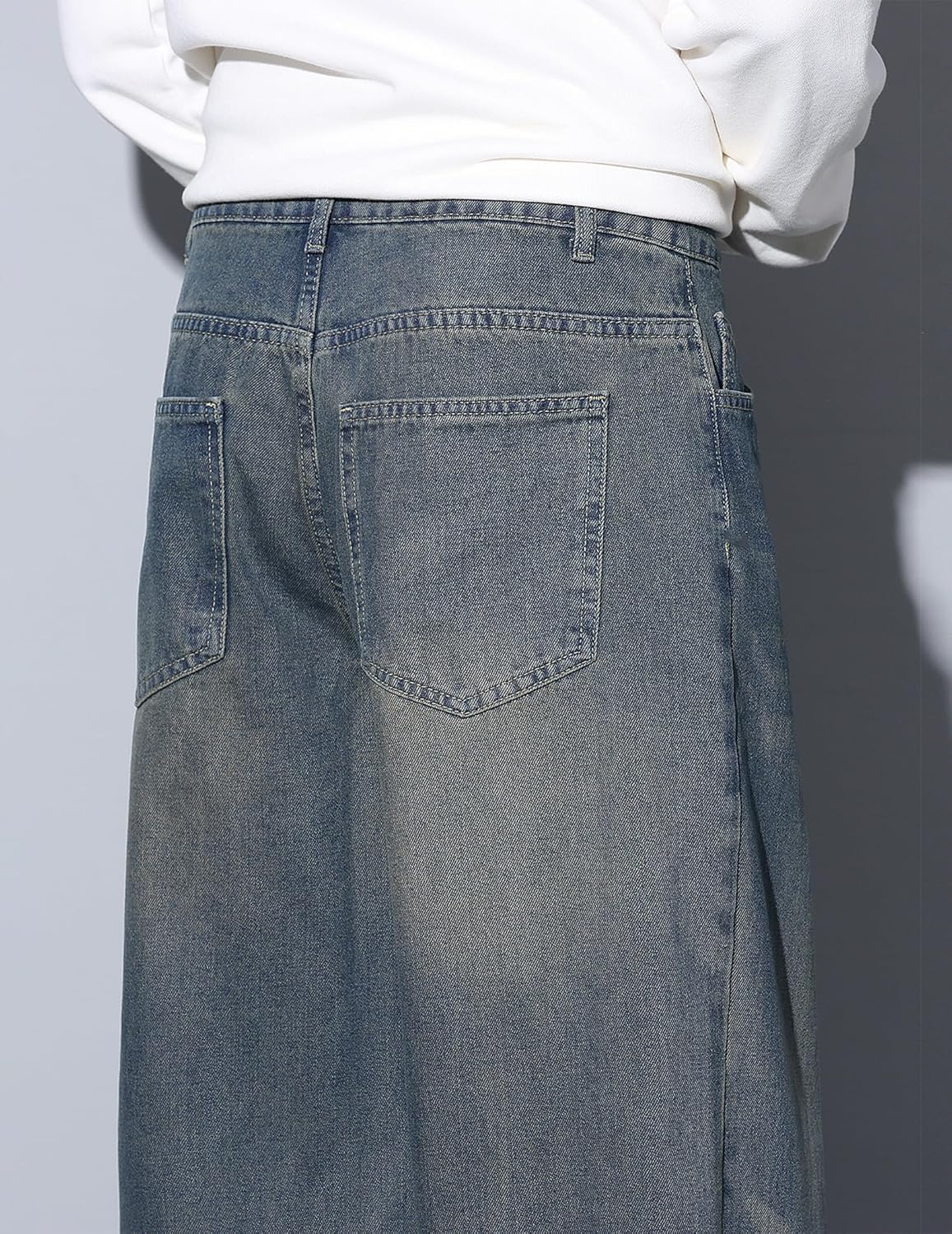 Mens Baggy Jeans Loose Fit Denim Jeans Wide Leg Hip Hop Pants Y2K Skater Trousers Streetwear - Image 7