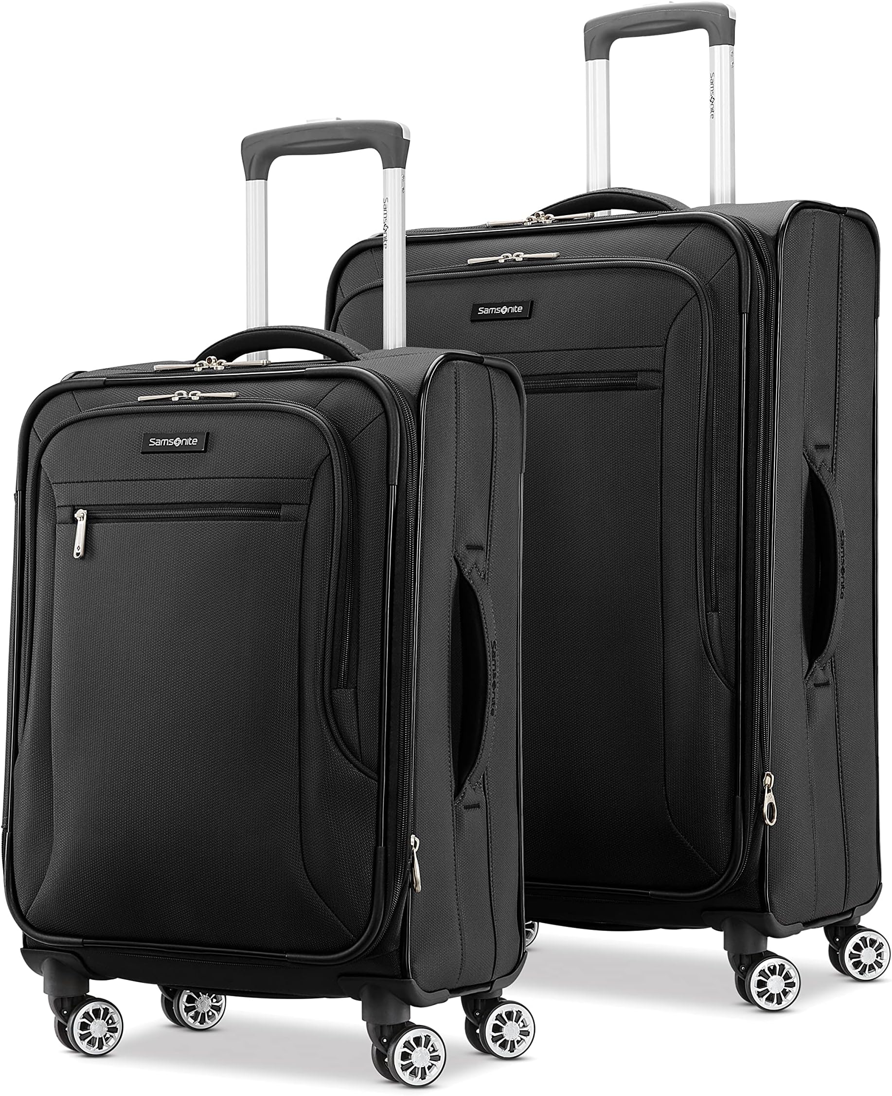 Samsonite Ascella X Softside Expandable Luggage with Spinners, Black, 2PC SET (Carry-on/Medium)