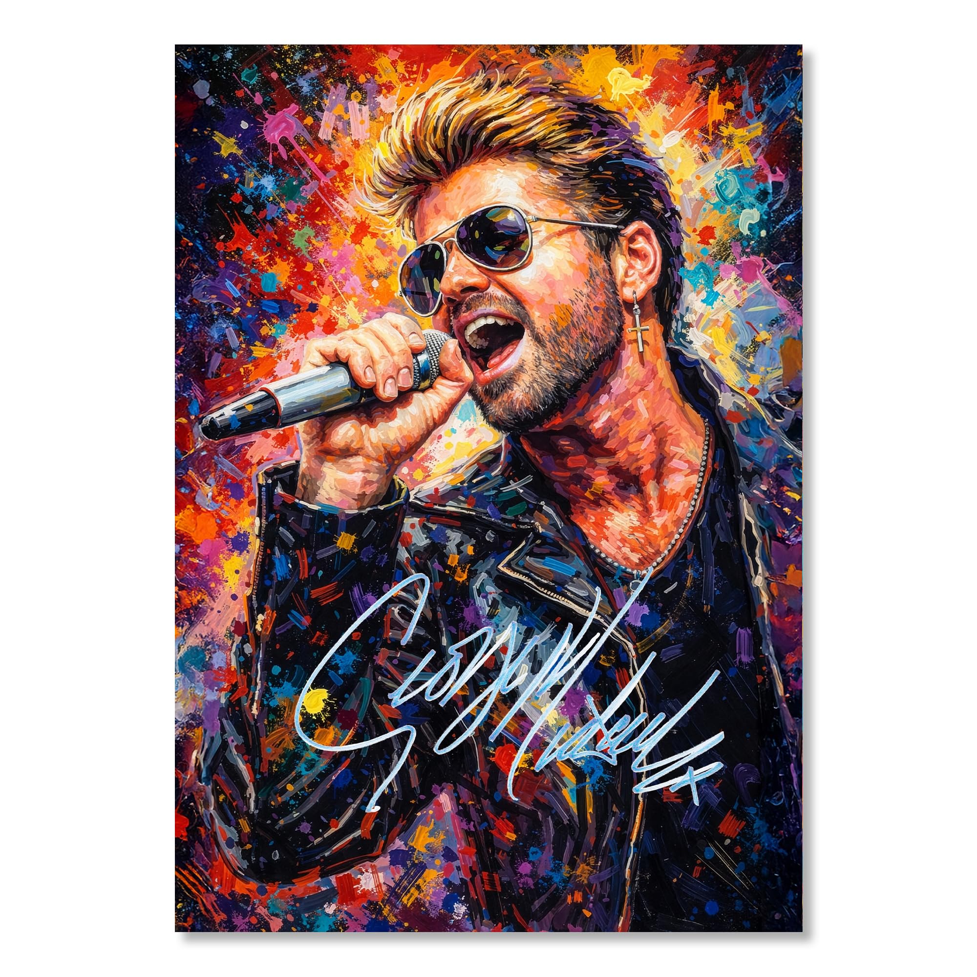 George Michael Signed Poster Print – Limited Edition Autograph Fan Gift – Collectible Memorabilia Art Style Wall Art Merchandise (A4 Unframed) — image 1