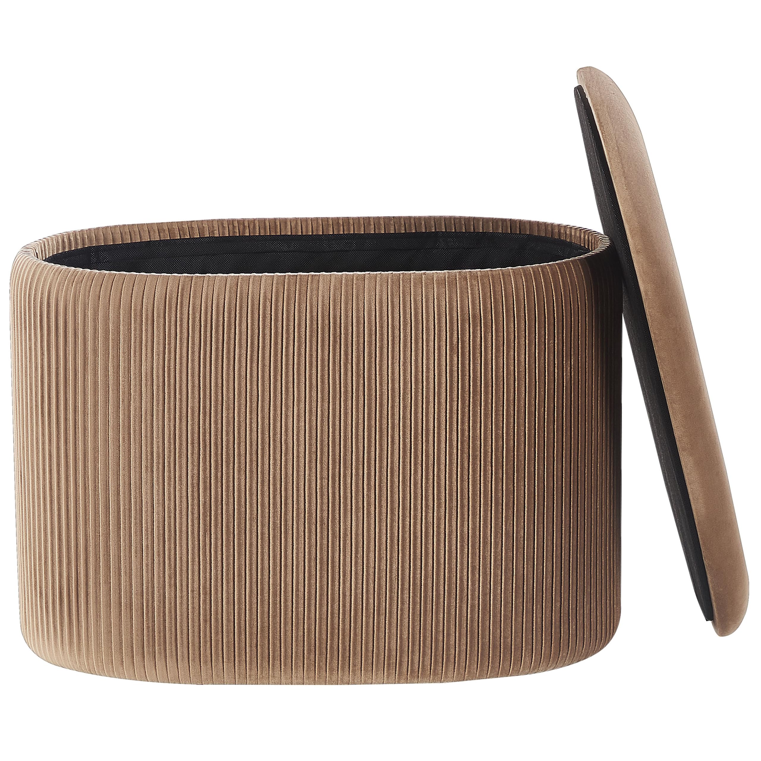Beliani Puf de Terciopelo Beige almacenaje reposapiés Glamour Sala de Estar Dormitorio Richland