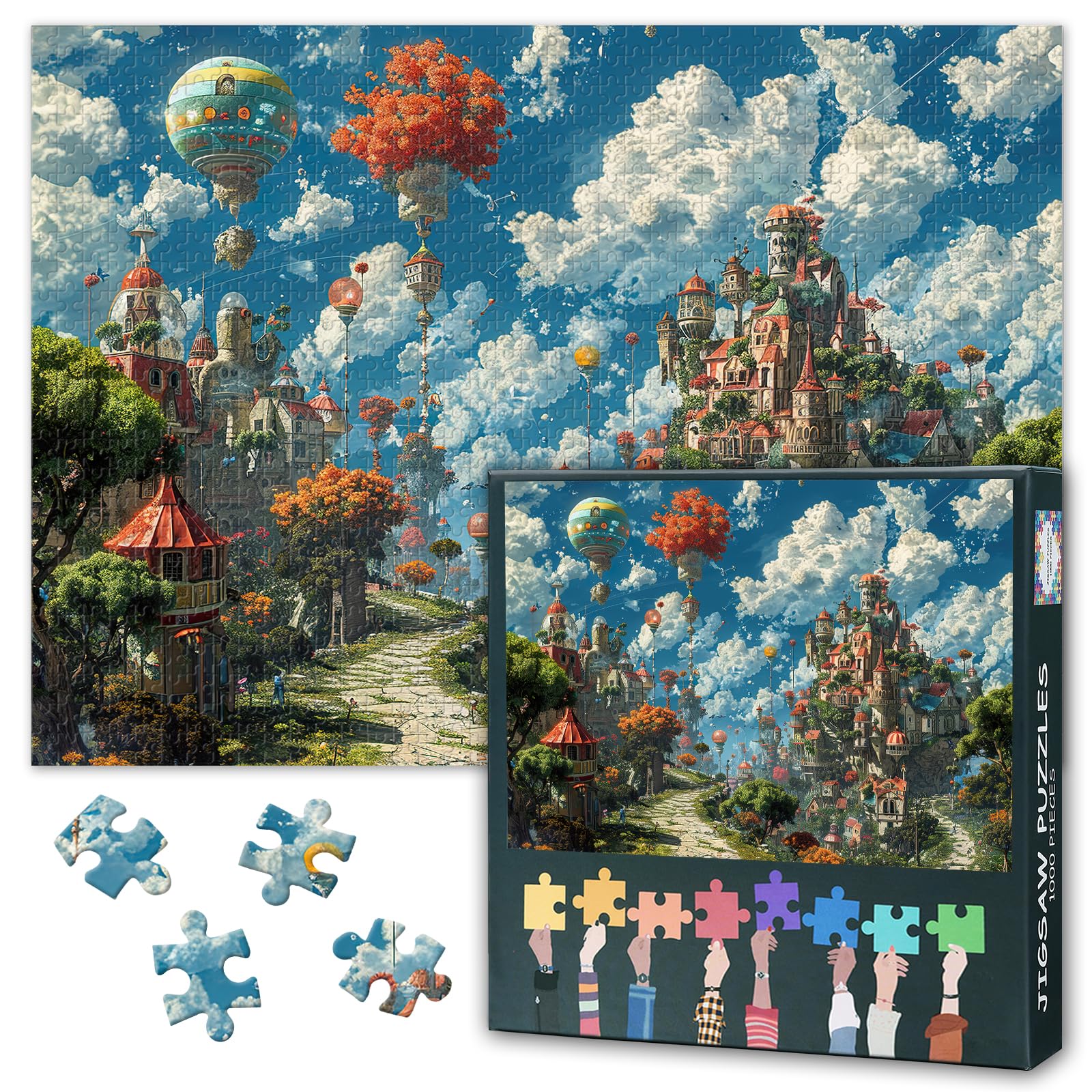 Floating Cityscape Jigsaw Puzzles, Fantasy World Puzzle for Adults 1000 Pieces, Impossible Hard Difficult Challenging Puzzles for Adults, Castle Puzzle for Adult 20X27 INCH โ image 1