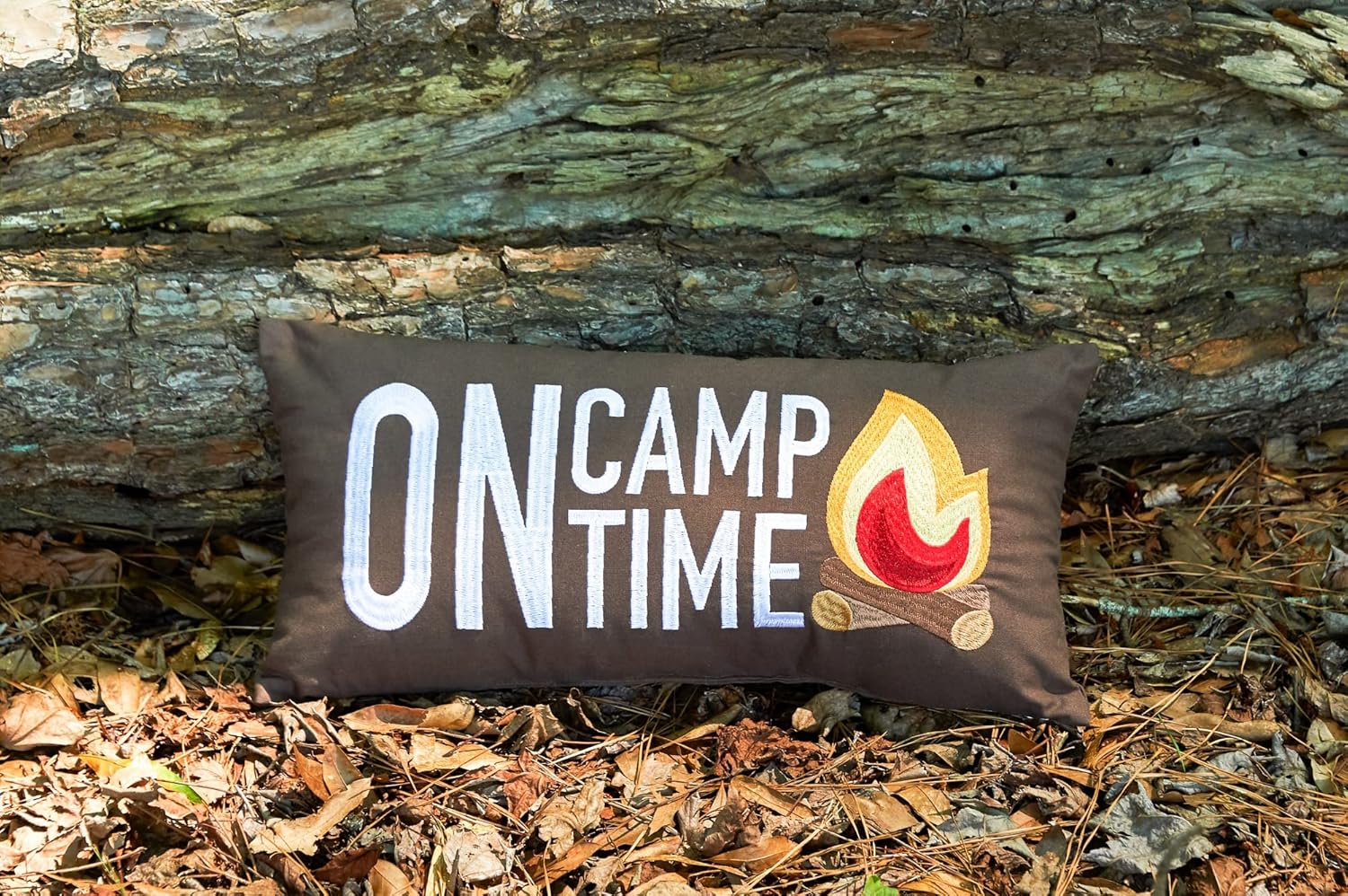 C&F Home Campfire On Camp Time Embroidered Small Petite Long Accent Pillow 10" x 20" All Seasons Versatile Lodge Log Cabin Lakehouse Vacation Home Living Room Sofa Couch Chair Bed Bedroom Decor