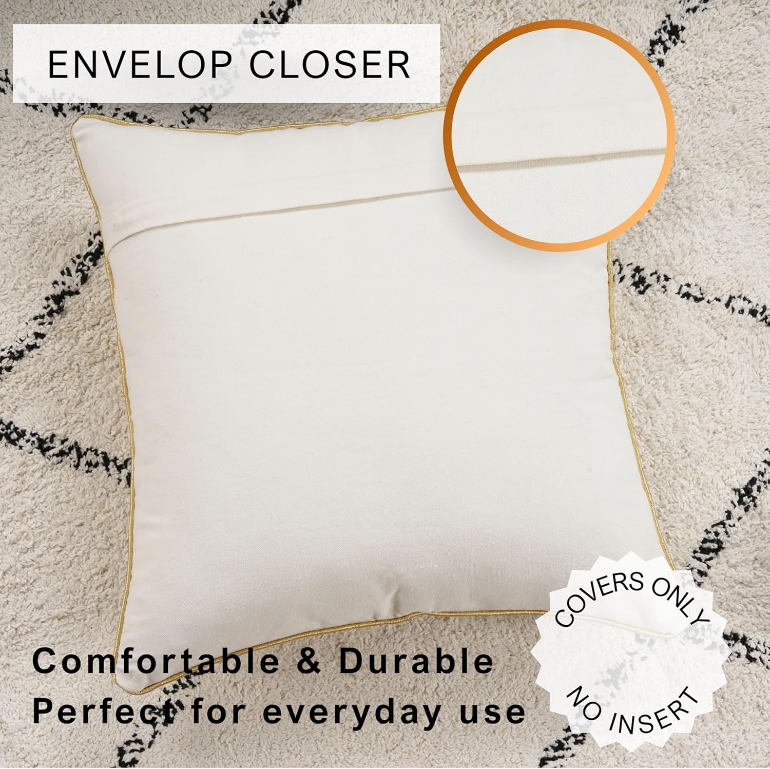 FINGERCRAFT Decorative Throw Pillow Cover Pack of 2 Soft Cotton Embroidered Cushion Cover, Bed Couch Sofa Living Room Pillow Case 18 X 18 Inch Earth Wave