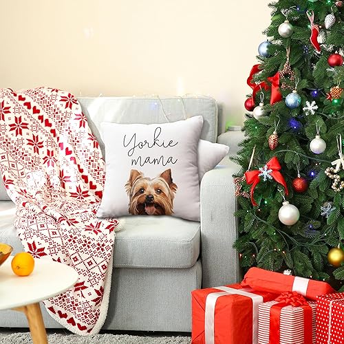 Miniatura 4 de Yorkie Mama - Funda de almohada de 18 x 18 pulgadas con estampado de doble cara para sofá, cama, bonita decoración de perro, regalos para