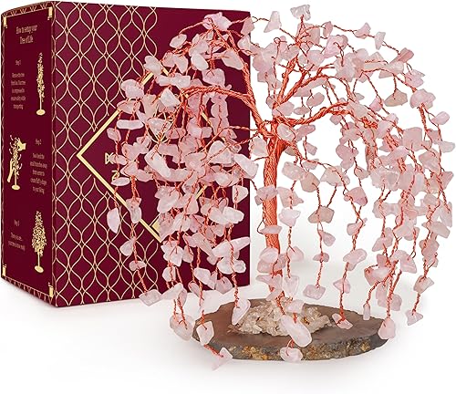 Miniatura 250 de Árbol de la vida de cristal curativo de 7 chakras, árboles bonsái hechos a mano para energía positiva, dinero y buena suerte, árbol para decoración