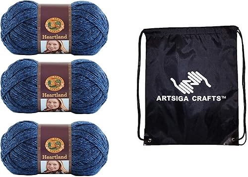 Miniatura 10 de Lion Brand - Hilo para tejer Heartland Kings Canyon, paquete de fábrica de 3 madejas (lote de tinte mismo) 136-180 con 1 bolsa para proyectos