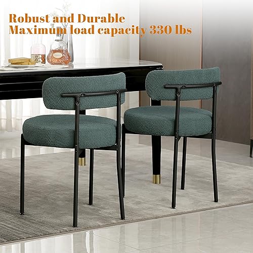 Miniatura 5 de DYHOME Juego de 2 sillas de comedor verdes, sillas de comedor modernas de mediados de siglo, sillas de comedor de cocina, respaldo curvado, silla de