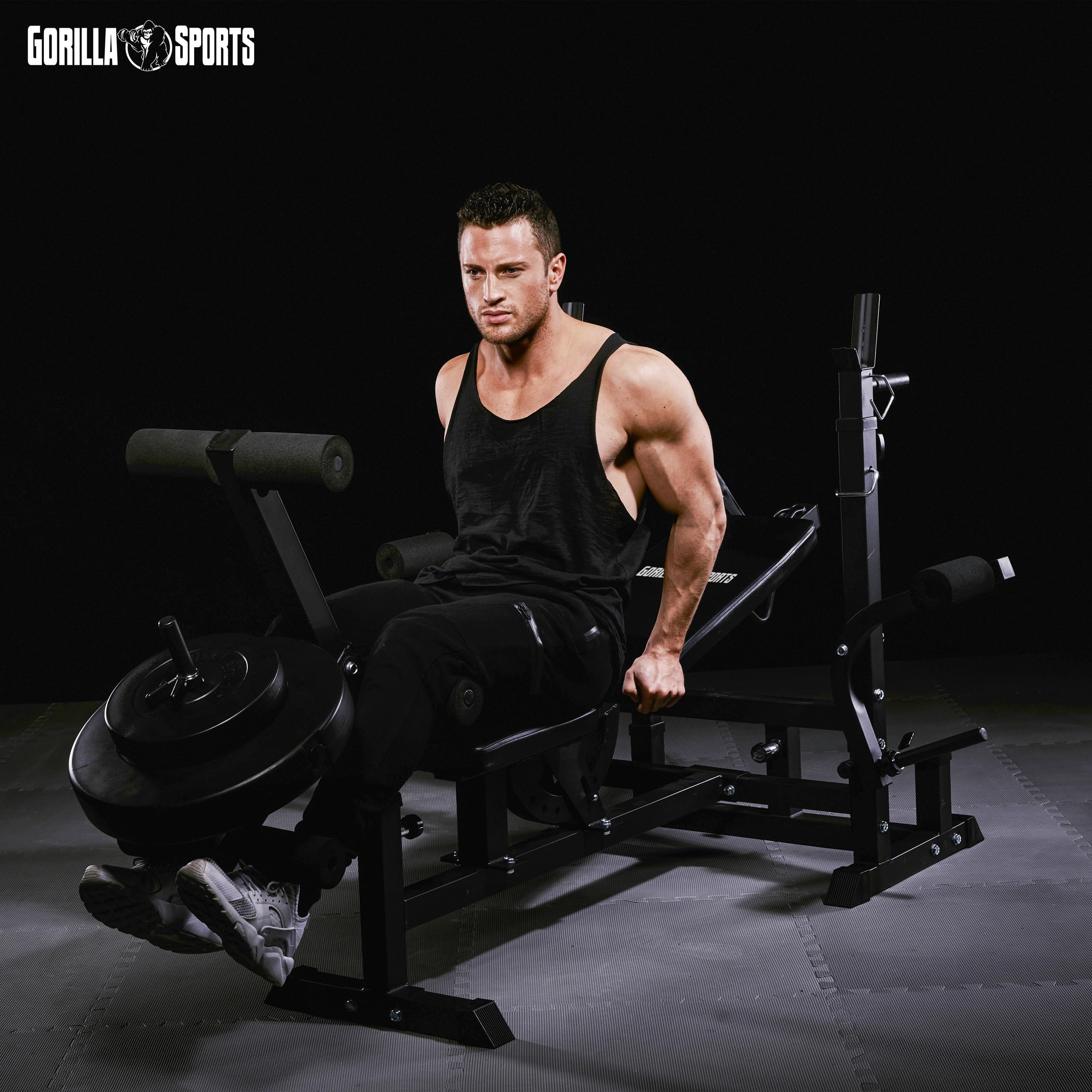 Banco de pesas Gorilla Sports – Banco de musculación para tracciones por cable, butterfly, press, curl de piernas, dips