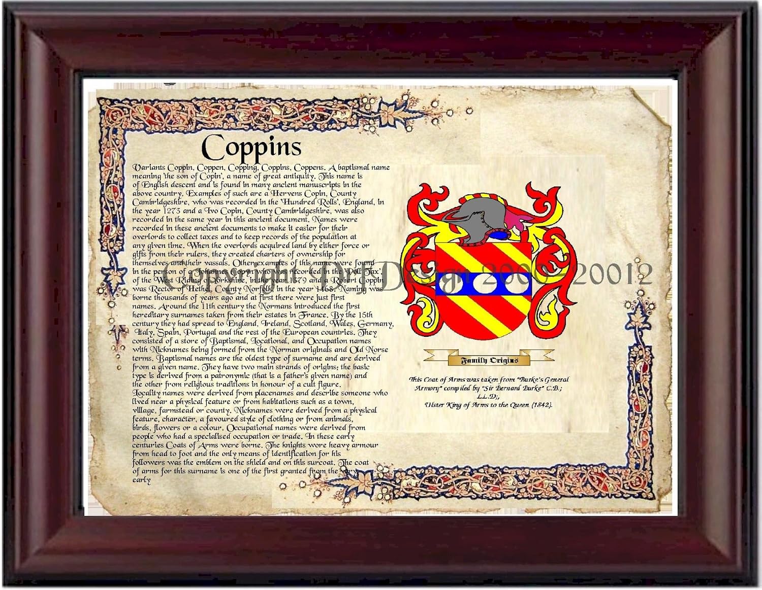 Amazon.com: Coppins Coat of Arms/ Family Crest on Fine Paper and Family ...