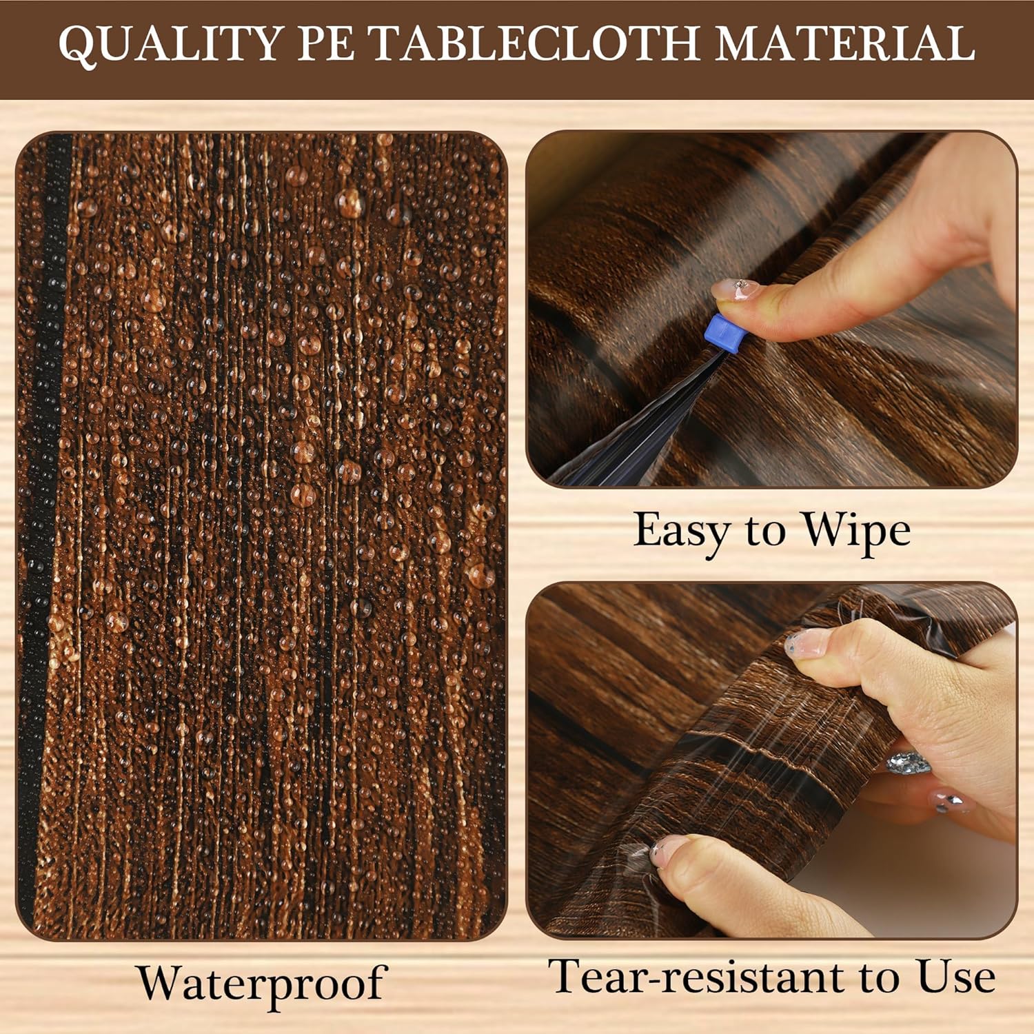 Aneco 120 Ft x 54 Inch Wood Grain Tablecloth Roll in Slide Cutter Box Disposable Waterproof Plastic Vintage Backdrop Table Cover Rustic Bulletin Board Roll for Western Themed Barn Birthday Party Decor