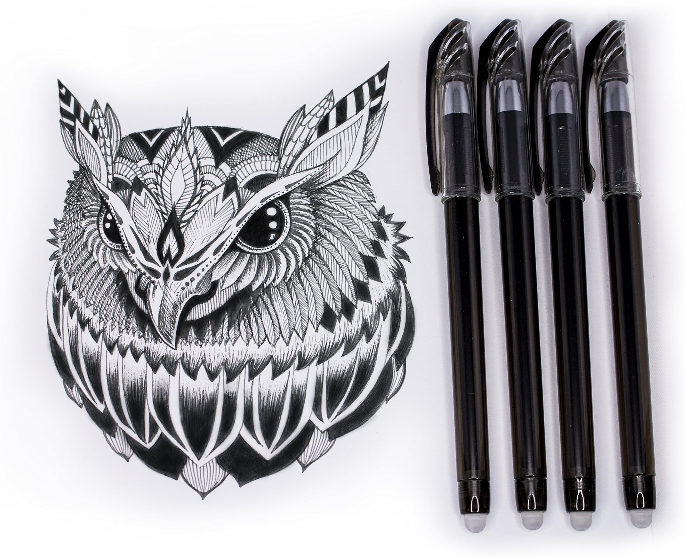 Erasable Gel Ink Pens - Set of 8 Pens - Value Pack of 8 Black Rollerball Pens with Fine 0.5mm Point - Best for Smooth Writing & Easy Correction - A Novel Gift