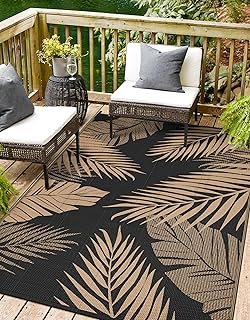 sarben Outdoor Rug 4' x 6' Waterproof for Patios Clearance, Reversible Plastic Straw Indoor Outdoor Rug for RV, Picnic, Ba...