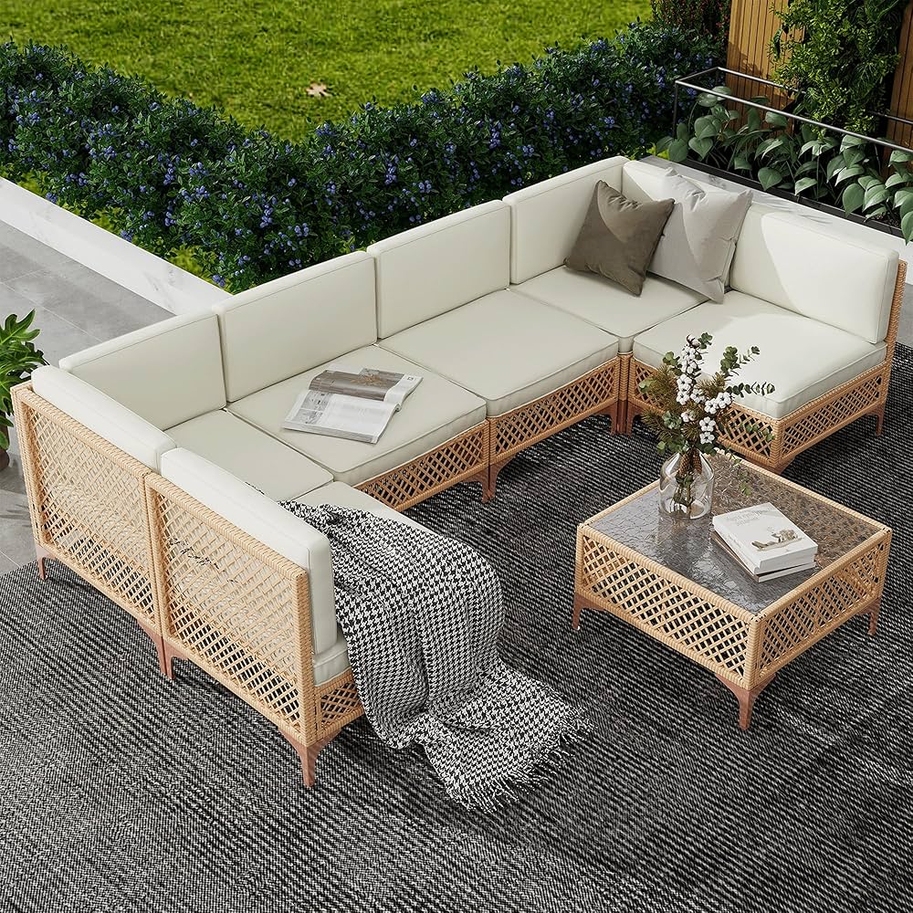 Amazon.com: LYNSLIM Outdoor Patio Furniture Set, Wicker