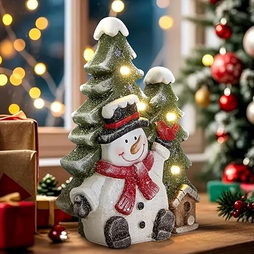 Miniatura 7 de Decoración de muñeco de nieve de Navidad con luces LED, estatuas de muñeco de nieve y figuras para decoración de Navidad en interiores, regalos de