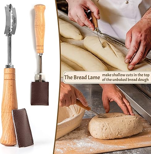 Miniatura 5 de Kit de iniciación de suministros para hornear pan de masa madre, cesta ovalada de 11 pulgadas, juego de 2, cesta de regalo