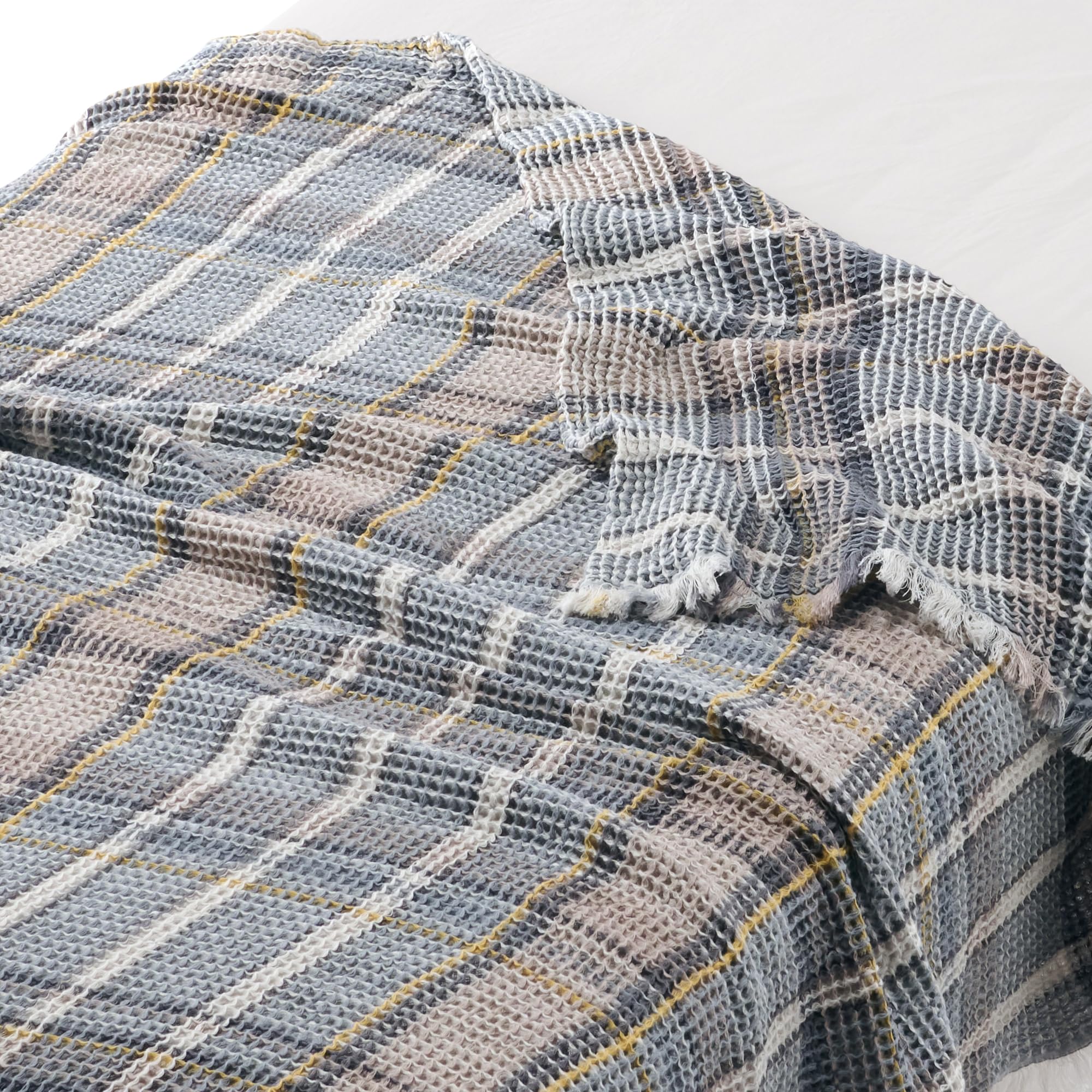 エルメスグレーと黒のチェック柄毛布 エルメスグレーと黒のチェック柄毛布