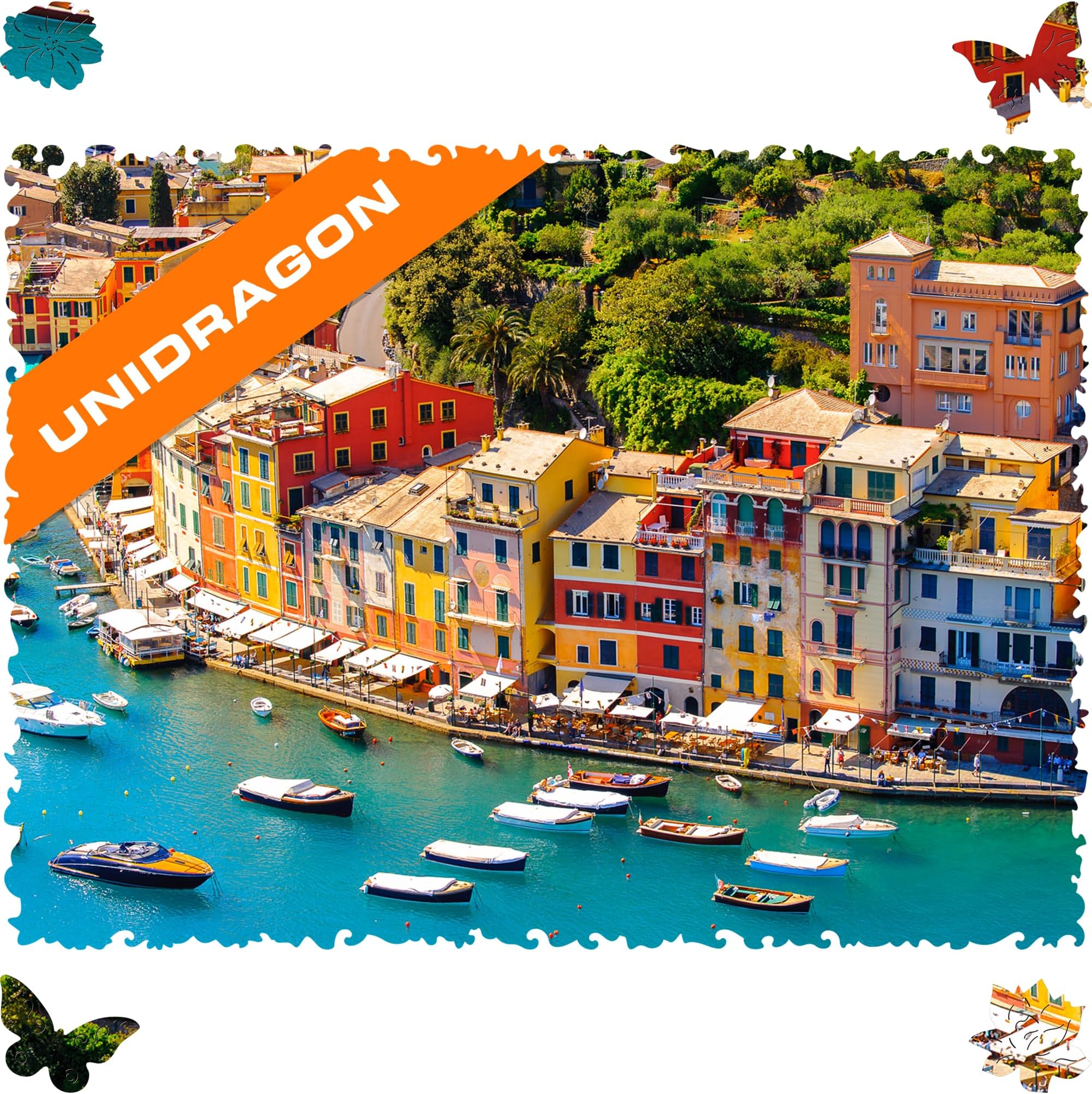UNIDRAGON Wooden Jigsaw Puzzles - Nature Italian Riviera, 500 pcs, King Size 16.9"x11.8", Beautiful Gift Package, Unique Shape Best Gift for Adults and Kids