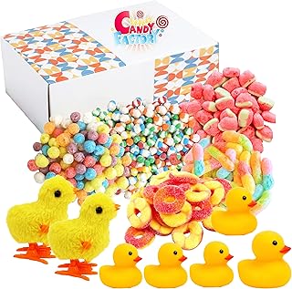 Freeze Dried Candy Variety Mix, Candy Gift Box with Crunchy Worms, Peach Rings, Rainbow Chews, Watermelon Bites & Mini Puffs (5 Flavors)