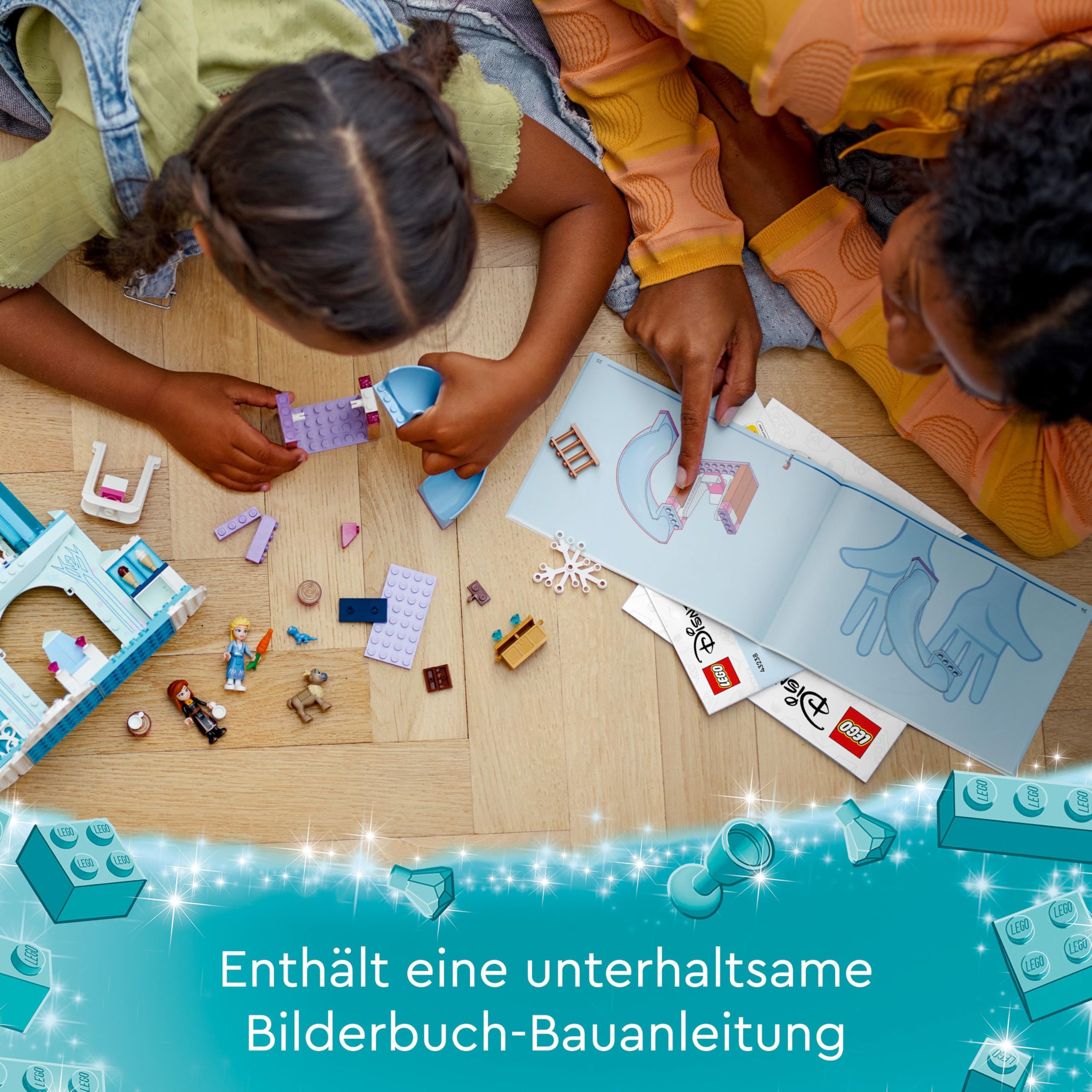 LEGO Disney Frozen Elsas Eispalast, Eiskönigin-Schloss-Spielzeug mit Prinzessin ELSA und Anna Puppen, Plus 2 Tierfiguren, tolles Geschenk für 4-jährige Mädchen und Jungen 43238