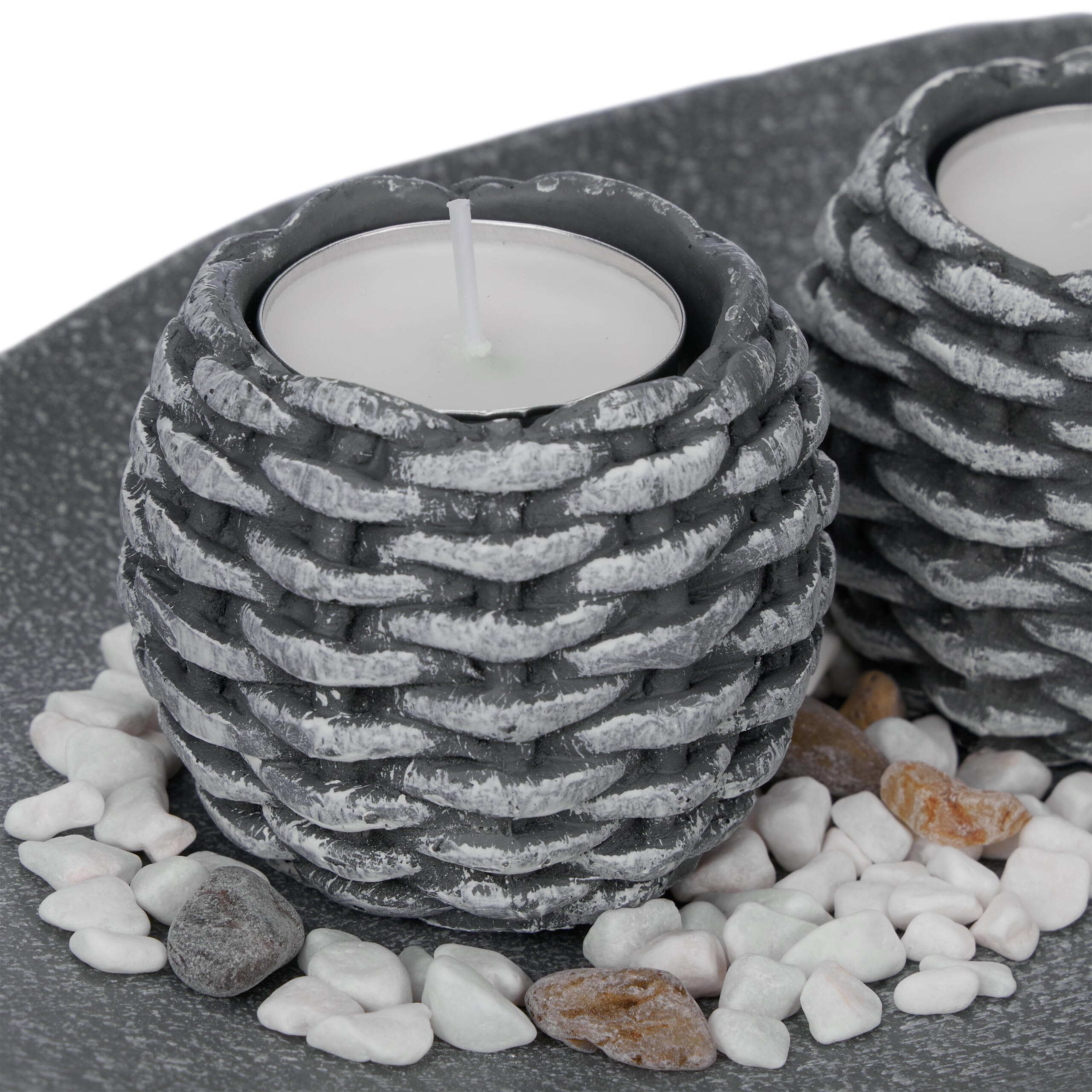 Porte-bougies Plateau Relaxdays Porte-Bougies Relaxdays Avec Plateau - Décoration Table 38 Cm - Style Bois Et Cœurs - Ambiance Cosy Ambiance Cosy Bougies