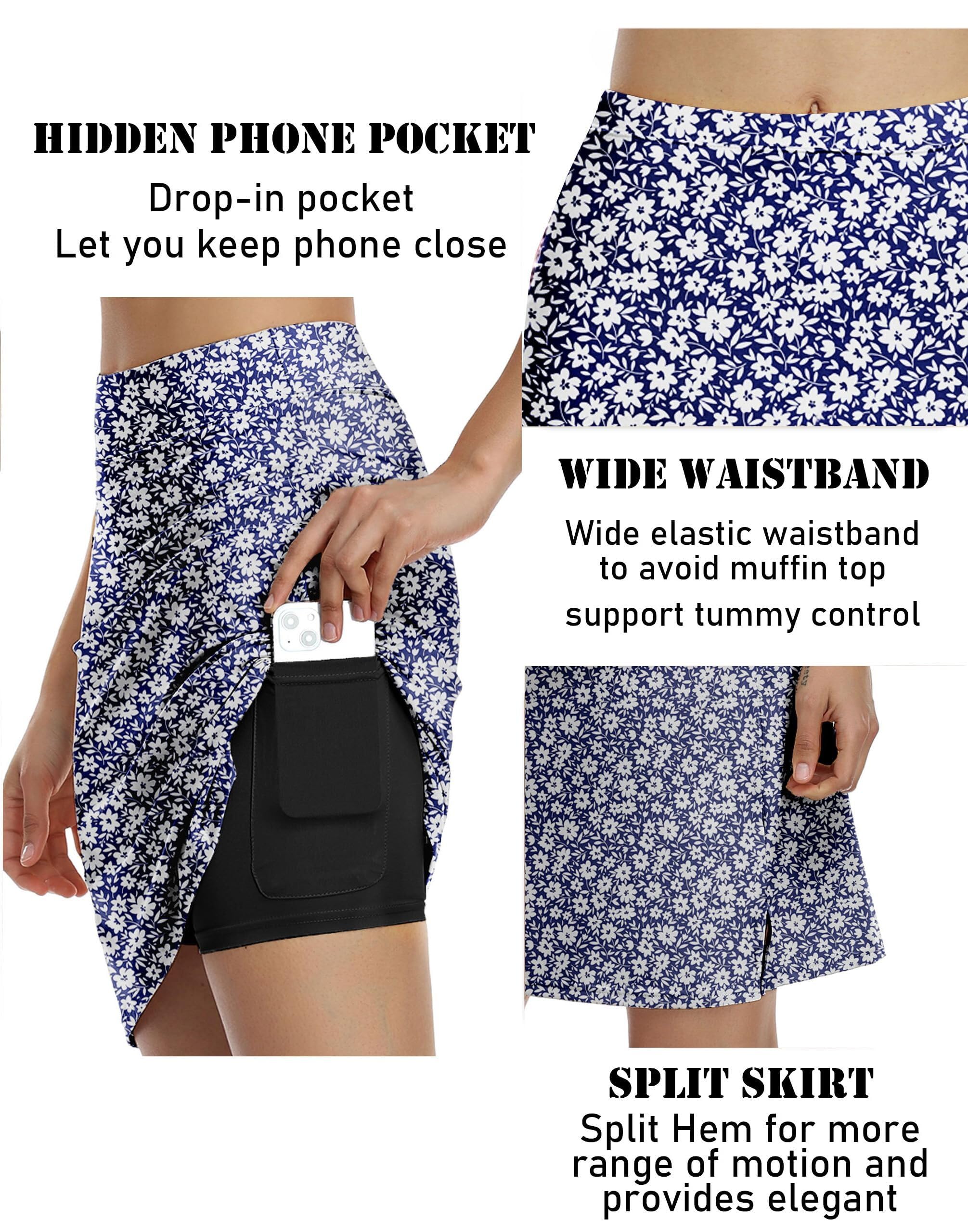 PINSPARK Gonne-Pantaloni da Donna 20" Gonne Lunghe al Ginocchio Gonne-Pantaloni da Tennis Sportive Gonna Lunga da Golf con Tasche Gonne modeste