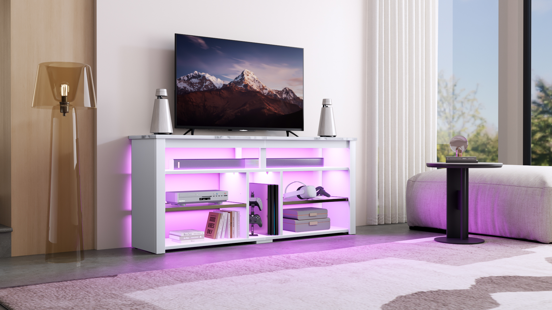 Amazon.com: Bestier LED Tall Entertainment Center for PS4, 55 inch