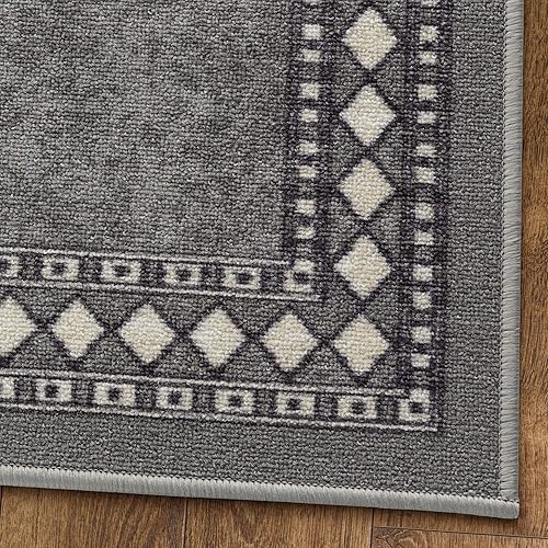 Miniatura 372 de Antep Rugs Alfombras modernas con bordes de 2 x 7 pies antideslizantes (antideslizante) de perfil bajo con parte trasera de goma para interiores