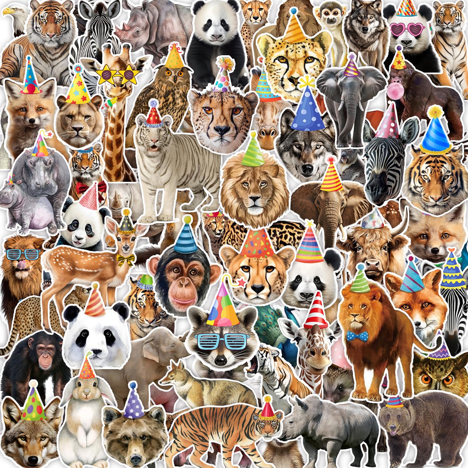 100 PCS Realistic Safari Animal Stickers Jungle Animals Birthday Sticker Safari Animals Themed Party Decorations, Realistic Zoo Animal Sticker for Kids Wild Animals Zoo Birthday Favors Supplies