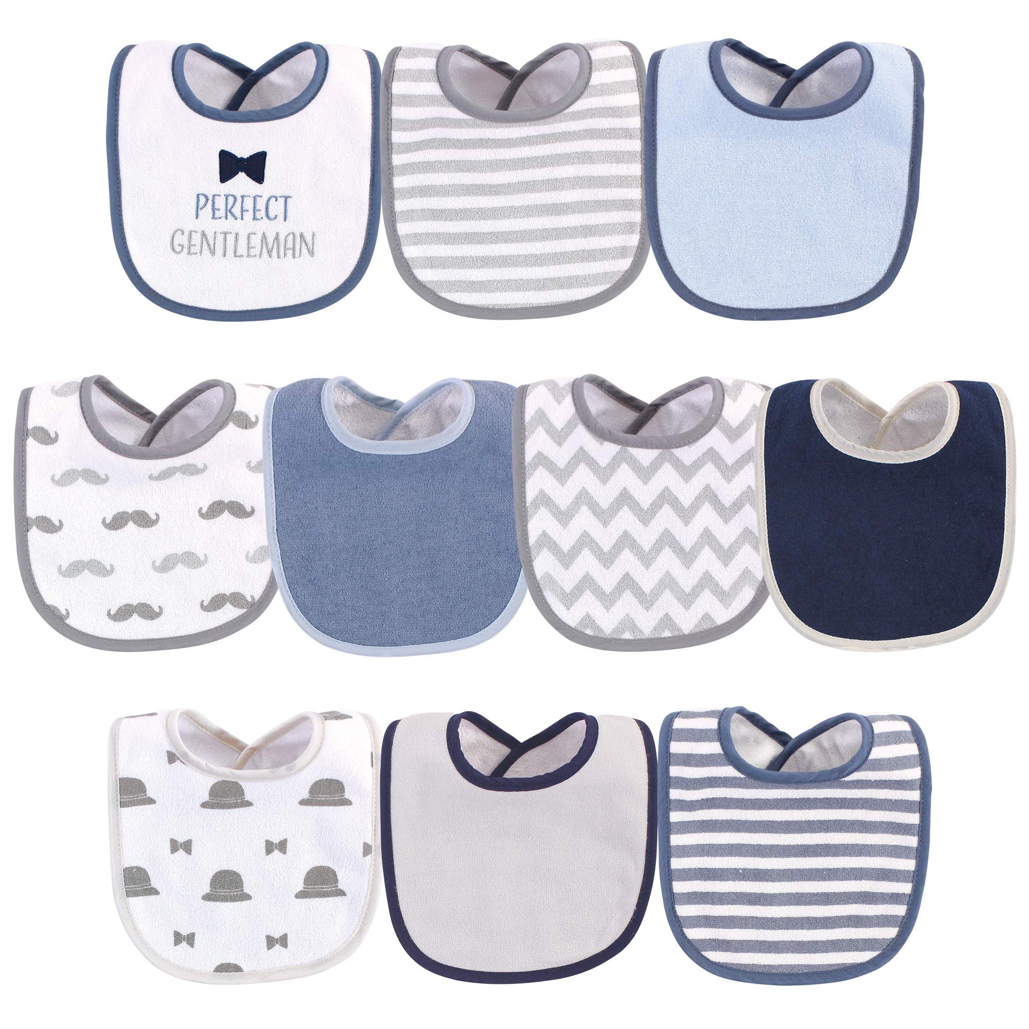 Hudson Baby Unisex Cotton and Polyester Bibs - Blue - One size