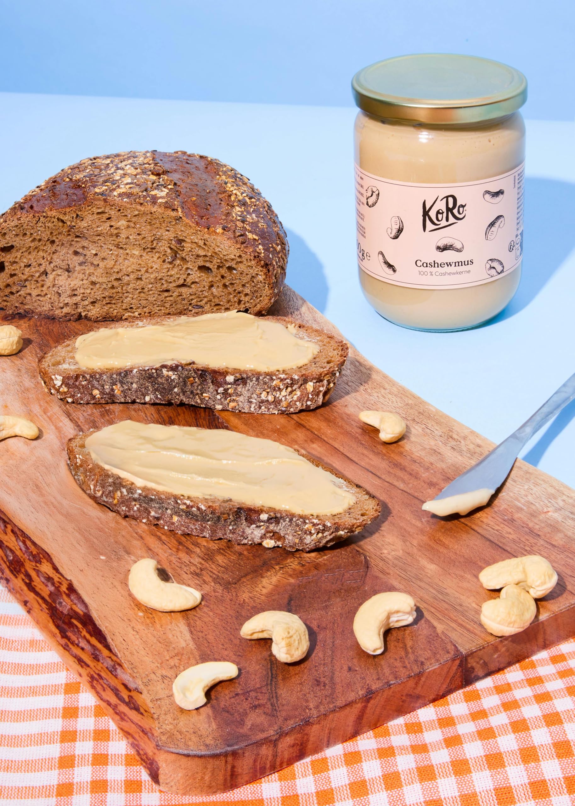 KoRo - Crema di anacardi 6 x 500 g - Crema di frutta secca senza zuccheri aggiunti e senza additivi - Spalmabile, 100% a base di anacardi, prodotto vegano