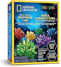 NATIONAL GEOGRAPHIC Mega Crystal Growing Kit for Kids - Grow 6 Crystals with Light Stand, Scientific Gift for Kids 8-12 Years, Crystallization Experience, STEM Kit