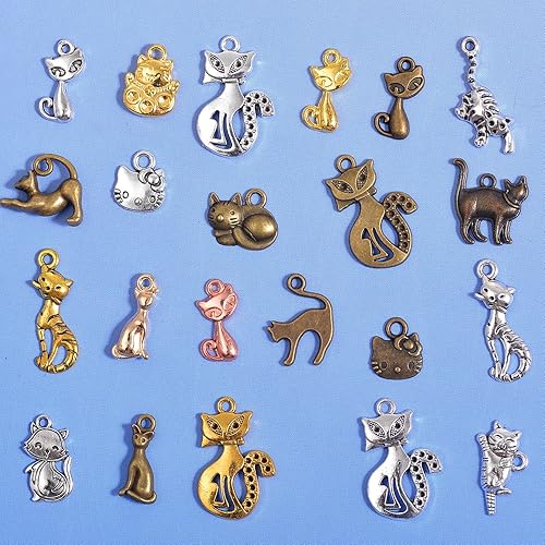 Miniatura 4 de stino - 100 g de dijes colgantes de metal para hacer joyas, lote de dijes bañados en plata y oro para pulseras, collares y manualidades, dijes de