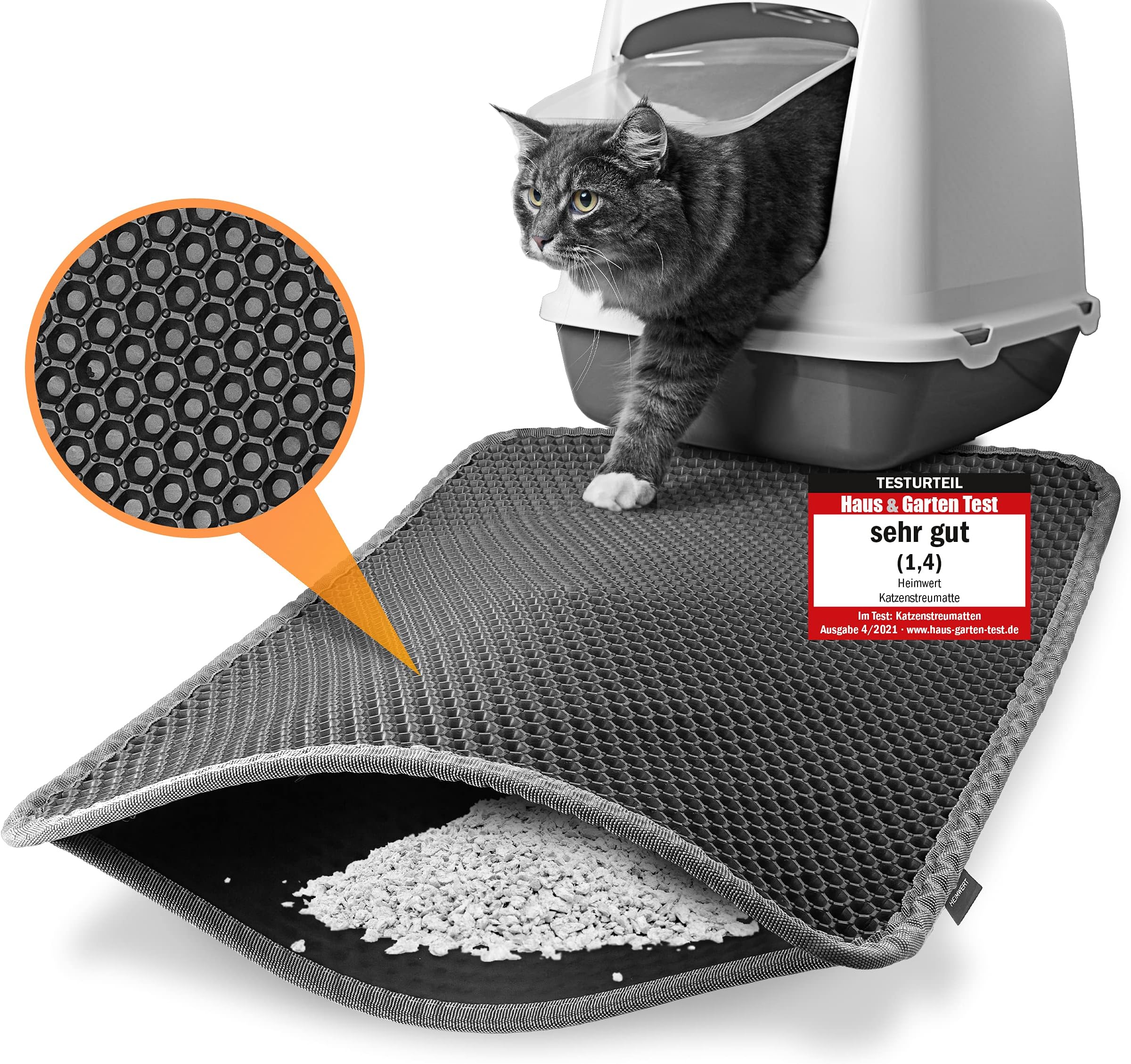 Katzenklo Matte 60x45cm - Waben Design Wasserdicht & Rutschfest