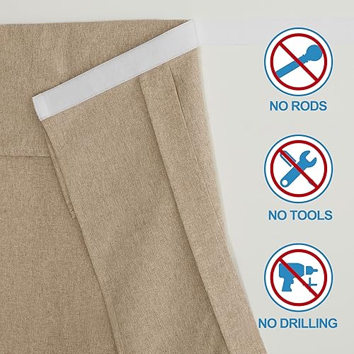 Miniatura 136 de RYB HOME Cortinas de privacidad para puerta francesa, rica textura de lino, cortinas para oscurecer la habitación, cortinas y cortinas