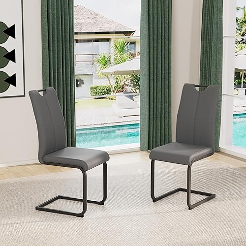 Miniatura 42 de Juego de 6 sillas de comedor modernas de piel sintética con respaldo alto y patas de metal plateado para cocina, comedor, color blanco Blanco con