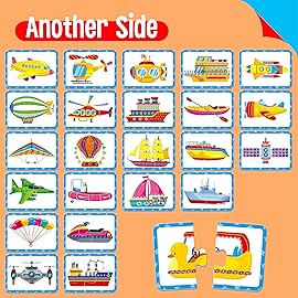 48 Vehicle Matching Puzzles, Self-Correcting Puzzle Match Game Educational Learning Activities for Toddlers, Preschool, Transportation-Themed Learning Games Toys for 3 Years Old