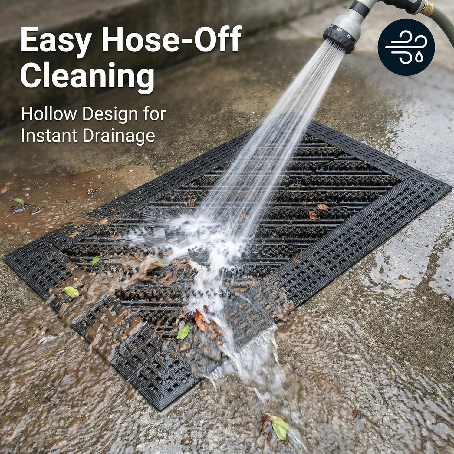 WODEJIA Heavy Duty Outdoor Boot Scraper Mat, 29.5" x 17.5" Mud & Snow Doormat with Stiff Nylon Bristles, Modular Interlocking Shoe Cleaner for Patio, Garage, Garden, High Traffic, 1.37" Thick