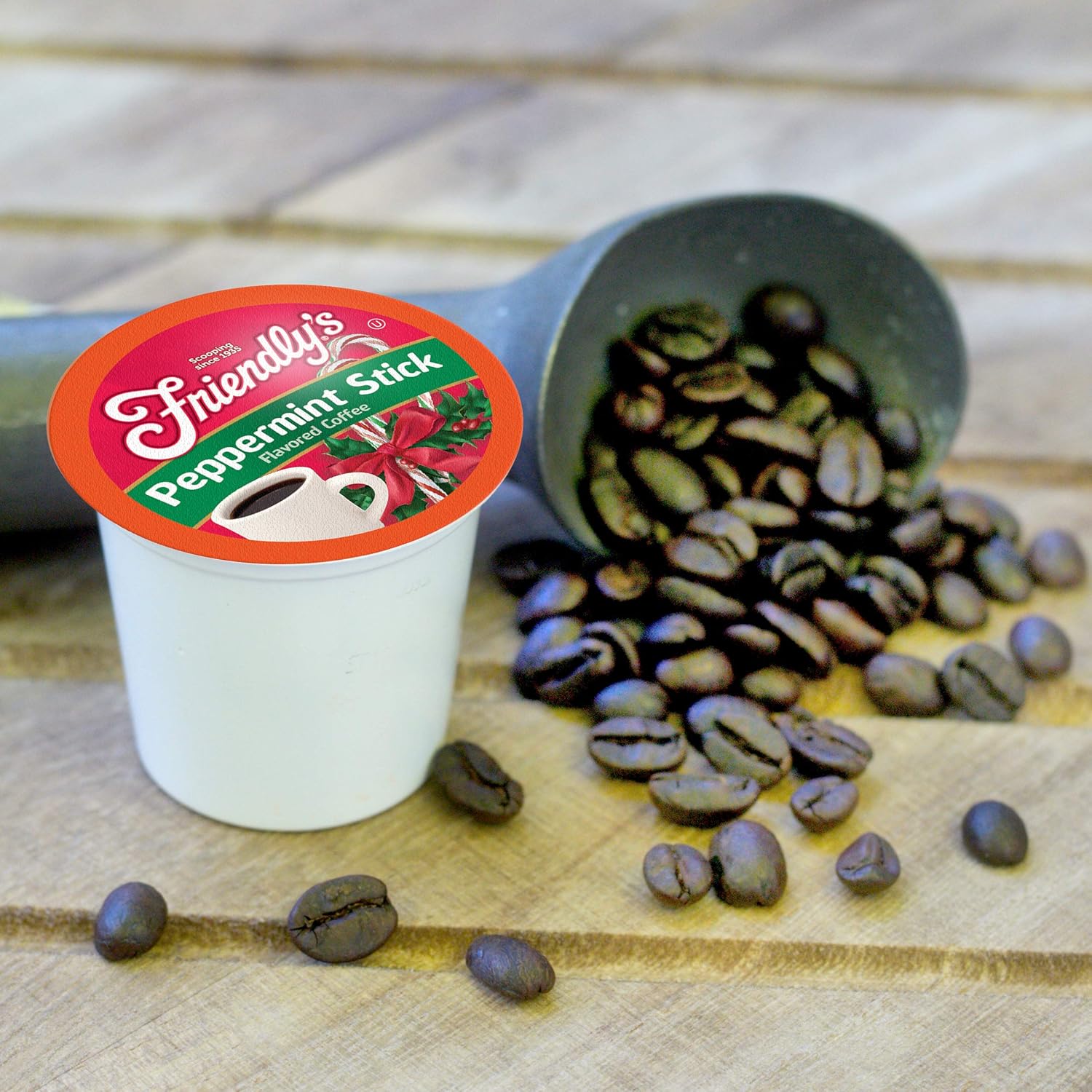Friendly's Peppermint Flavored Coffee Pods for Keurig K Cup Brewers, Peppermint Stick, 40 Count (Pack of 1)