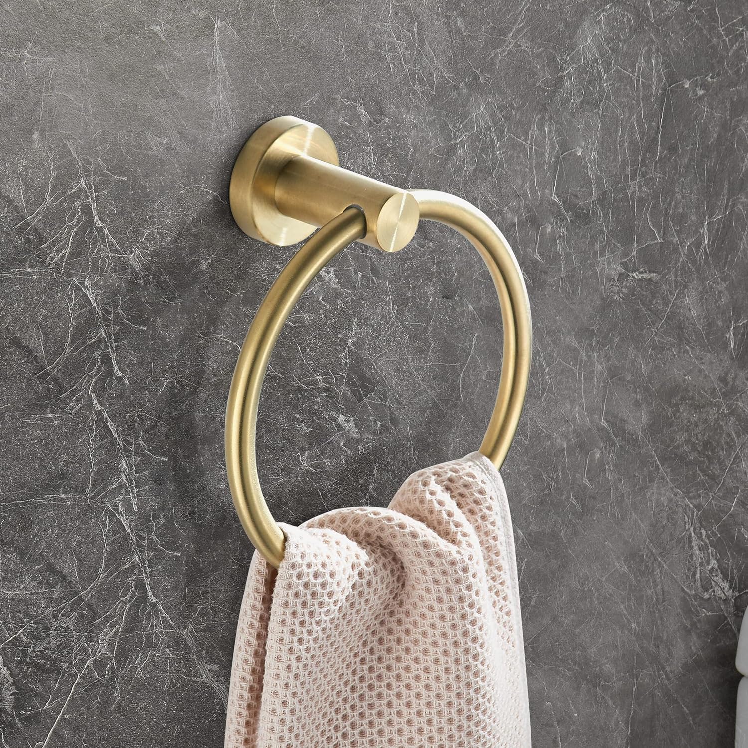 Gold Toilet Paper Holder Towel Ring,Brushed Gold Toilet Roll Holder Hand Towel Holder Bathroom Accessories,Wall Mount Rustic Modern Rustproof Stainless Steel Hardware Set 2PC
