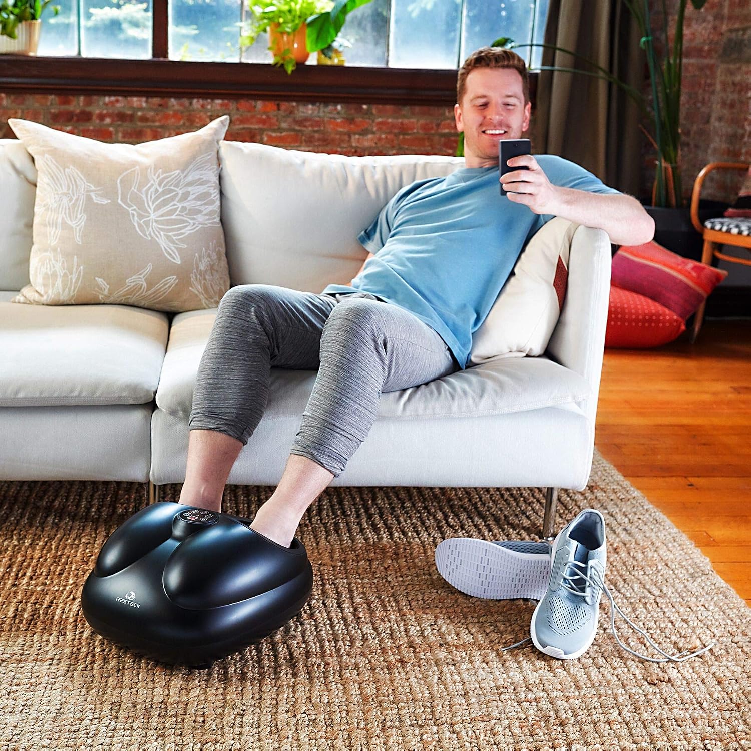 RESTECK™ Shiatsu Foot Massager Machine with Heat {Remote Control} Deep Kneading Massage Therapy, Air Compression, Relieve Foot Pain from Plantar Fasciitis, Neuropathy & Chronic Nerve Pain