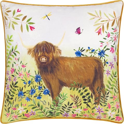 furn. Evans Lichfield Daisy Hill Agnes Cuscino imbottito in piume stampato - Multicolore/Marrone chiaro - 45x45 cm