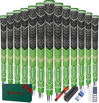 Gowolf Half Corded Golf Grips 13 Pack with Regripping Kit or Tape, Multi-compound Golf Club Grips for Men Women with Colored Top Cover, All Weather Anti-slip Performance