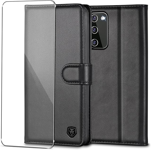 Kuafcase for Samsung S20 FE Case with 1 Screen Protector, Wallet Leather Flip Case with Card Holder Magnetic Closure Kickstand Shockproof Phone Case for Samsung Galaxy S20 FE - Black