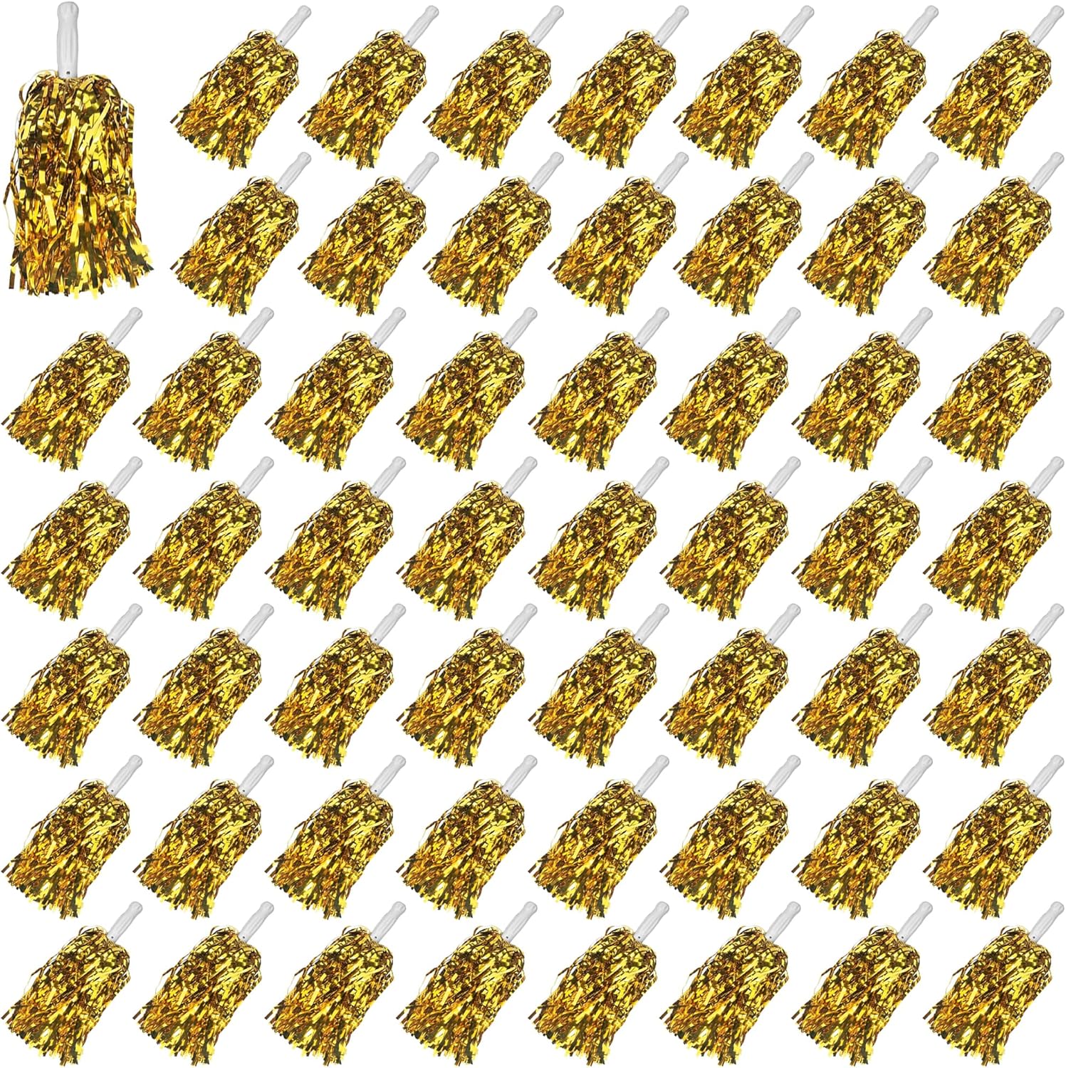 54 PCS Cheerleading Pom Poms Metallic Foil Pom Poms for Football Basketball Sports Squads Dancing Party Stage Performance Celebration