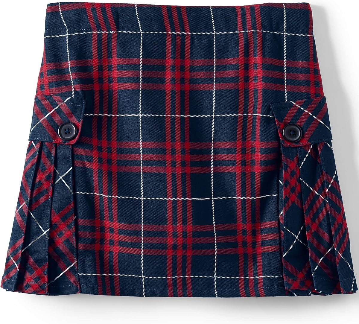 Lands' End Uniforme escolar Falda pantalón a cuadros con pliegues laterales para niñas por encima de la rodilla